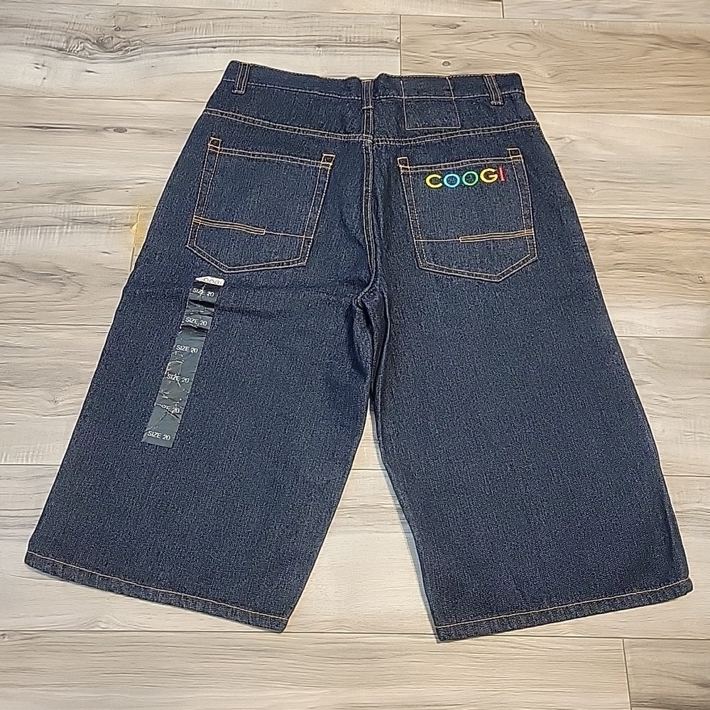 Coogi Shorts Boys Youth 20 Denim Blue Wide Leg Y2K Baggy Streetwear Embroidered‎